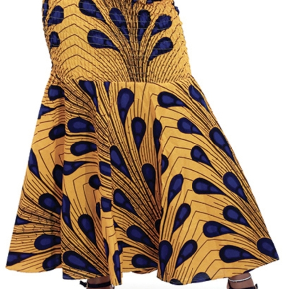 Orange Peacock Button Dress - Picture 2 of 4